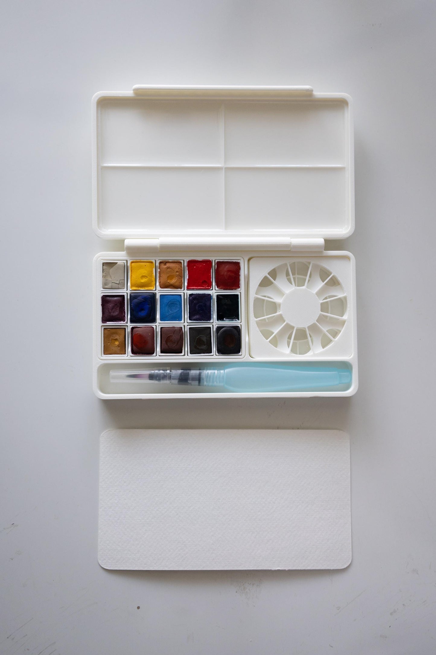 Watercolor Paint Palette with 15 Half Pans + Swatch Templates